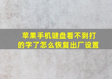 苹果手机键盘看不到打的字了怎么恢复出厂设置