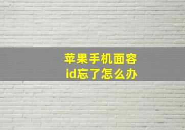 苹果手机面容id忘了怎么办