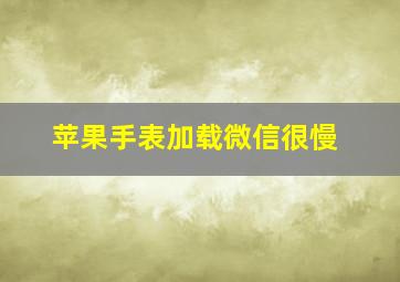 苹果手表加载微信很慢