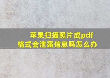 苹果扫描照片成pdf格式会泄露信息吗怎么办