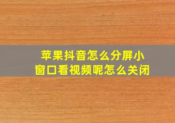 苹果抖音怎么分屏小窗口看视频呢怎么关闭