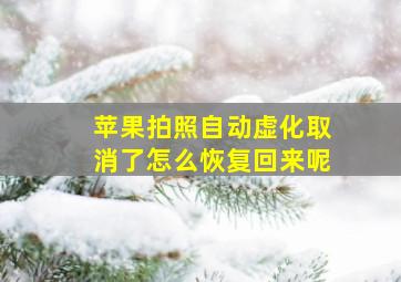 苹果拍照自动虚化取消了怎么恢复回来呢