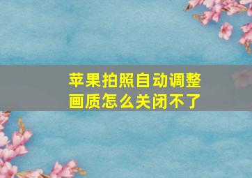 苹果拍照自动调整画质怎么关闭不了