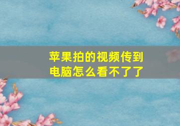 苹果拍的视频传到电脑怎么看不了了