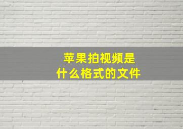 苹果拍视频是什么格式的文件