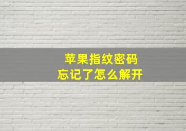 苹果指纹密码忘记了怎么解开