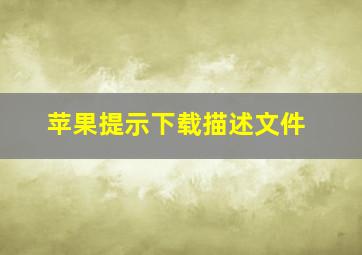 苹果提示下载描述文件