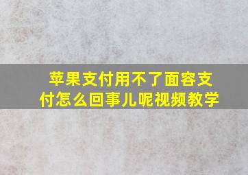 苹果支付用不了面容支付怎么回事儿呢视频教学