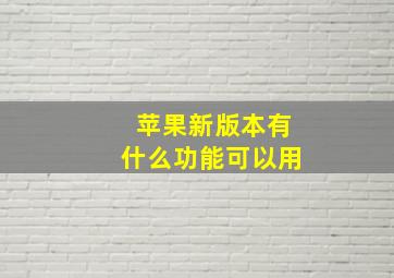 苹果新版本有什么功能可以用