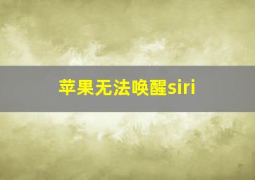 苹果无法唤醒siri