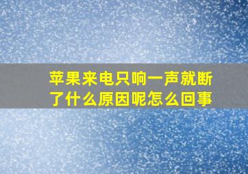 苹果来电只响一声就断了什么原因呢怎么回事