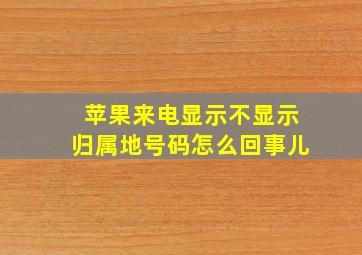 苹果来电显示不显示归属地号码怎么回事儿