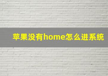 苹果没有home怎么进系统