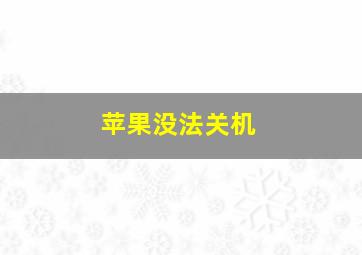 苹果没法关机