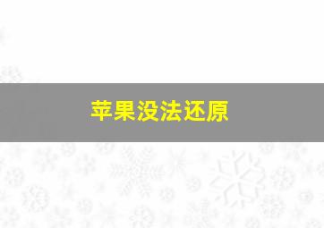 苹果没法还原