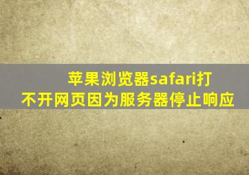 苹果浏览器safari打不开网页因为服务器停止响应