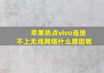 苹果热点vivo连接不上无线网络什么原因呢