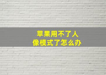 苹果用不了人像模式了怎么办