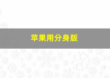 苹果用分身版