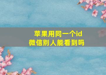 苹果用同一个id微信别人能看到吗