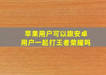 苹果用户可以跟安卓用户一起打王者荣耀吗