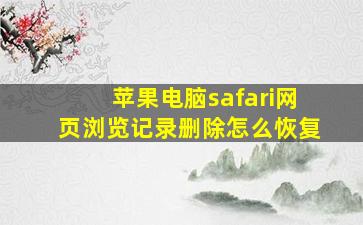 苹果电脑safari网页浏览记录删除怎么恢复