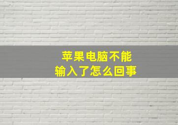 苹果电脑不能输入了怎么回事