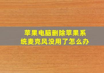 苹果电脑删除苹果系统麦克风没用了怎么办