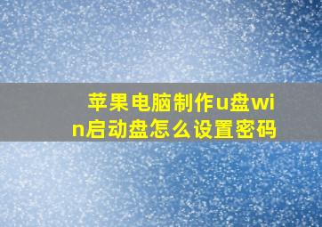 苹果电脑制作u盘win启动盘怎么设置密码