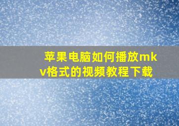 苹果电脑如何播放mkv格式的视频教程下载