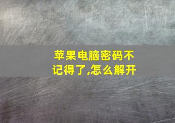 苹果电脑密码不记得了,怎么解开