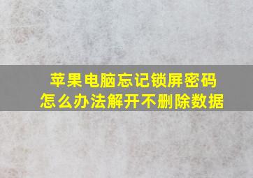 苹果电脑忘记锁屏密码怎么办法解开不删除数据