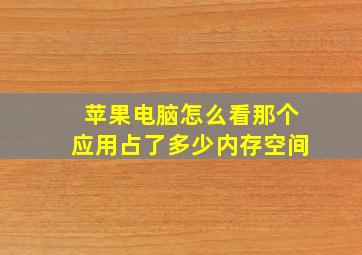 苹果电脑怎么看那个应用占了多少内存空间