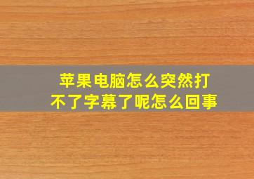 苹果电脑怎么突然打不了字幕了呢怎么回事