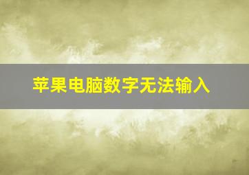 苹果电脑数字无法输入