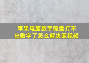 苹果电脑数字键盘打不出数字了怎么解决呢视频