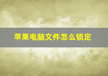 苹果电脑文件怎么锁定