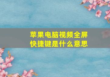 苹果电脑视频全屏快捷键是什么意思