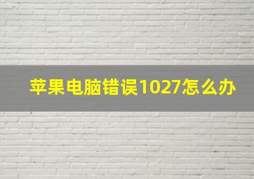 苹果电脑错误1027怎么办