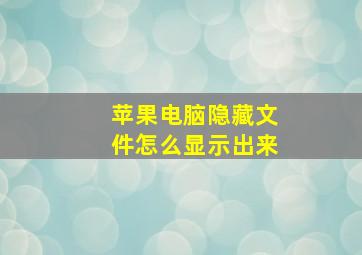 苹果电脑隐藏文件怎么显示出来