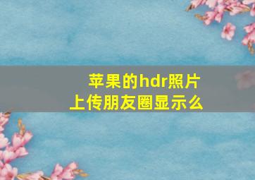 苹果的hdr照片上传朋友圈显示么