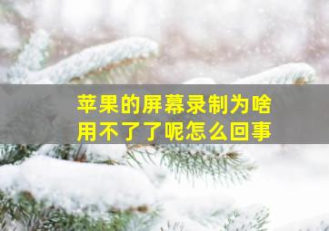 苹果的屏幕录制为啥用不了了呢怎么回事