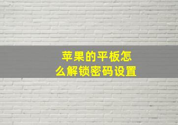 苹果的平板怎么解锁密码设置