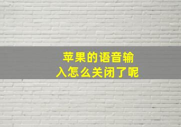 苹果的语音输入怎么关闭了呢