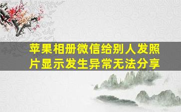 苹果相册微信给别人发照片显示发生异常无法分享