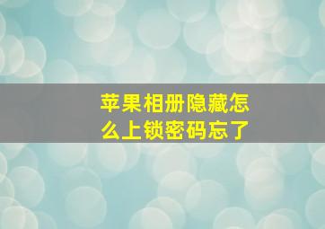 苹果相册隐藏怎么上锁密码忘了