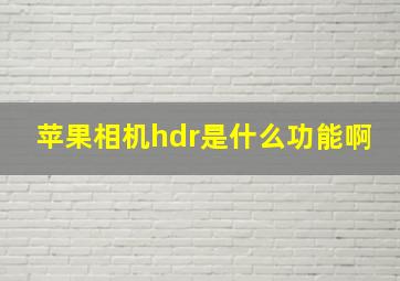 苹果相机hdr是什么功能啊