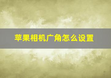 苹果相机广角怎么设置