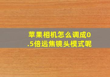 苹果相机怎么调成0.5倍远焦镜头模式呢