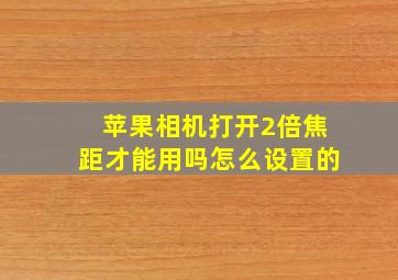 苹果相机打开2倍焦距才能用吗怎么设置的